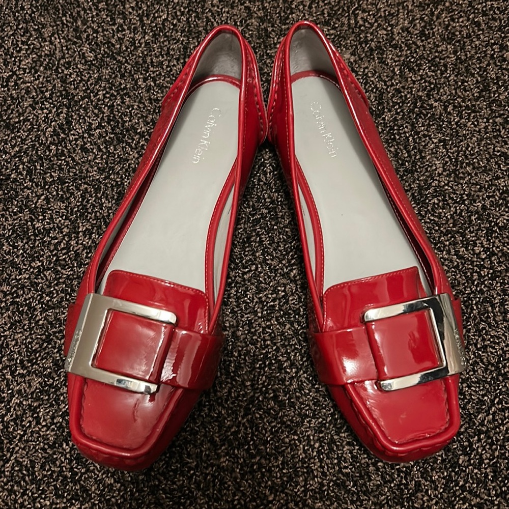 Red patent leather Calvin Klein flats size 7.5